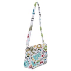 Seamless Pattern Vector With Funny Robots Cartoon Shoulder Bag With Back Zipper by Hannah976