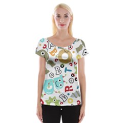 Seamless Pattern Vector With Funny Robots Cartoon Cap Sleeve Top by Hannah976