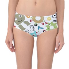 Seamless Pattern Vector With Funny Robots Cartoon Mid-waist Bikini Bottoms by Hannah976