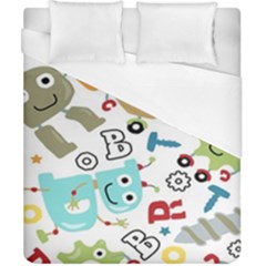 Seamless Pattern Vector With Funny Robots Cartoon Duvet Cover (california King Size) by Hannah976