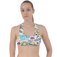 Seamless Pattern Vector With Funny Robots Cartoon Criss Cross Racerback Sports Bra by Hannah976