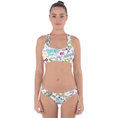 Seamless Pattern Vector With Funny Robots Cartoon Cross Back Hipster Bikini Set by Hannah976