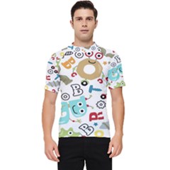 Seamless Pattern Vector With Funny Robots Cartoon Men s Short Sleeve Rash Guard by Hannah976