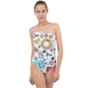 Seamless Pattern Vector With Funny Robots Cartoon Classic One Shoulder Swimsuit View1