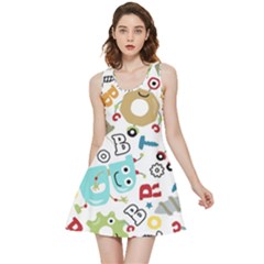 Seamless Pattern Vector With Funny Robots Cartoon Inside Out Reversible Sleeveless Dress by Hannah976