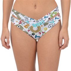 Seamless Pattern Vector With Funny Robots Cartoon Double Strap Halter Bikini Bottoms by Hannah976