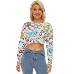 Seamless Pattern Vector With Funny Robots Cartoon Lightweight Long Sleeve Sweatshirt by Hannah976