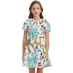 Seamless Pattern Vector With Funny Robots Cartoon Kids  Bow Tie Puff Sleeve Dress by Hannah976