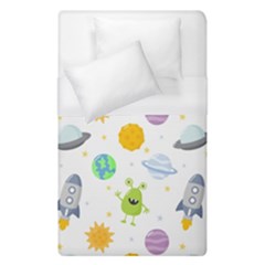 Seamless Pattern Cartoon Space Planets Isolated White Background Duvet Cover (single Size) by Hannah976