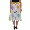 Seamless Pattern Cartoon Space Planets Isolated White Background Perfect Length Midi Skirt View2