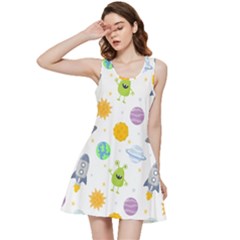 Seamless Pattern Cartoon Space Planets Isolated White Background Inside Out Racerback Dress by Hannah976