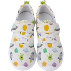 Seamless Pattern Cartoon Space Planets Isolated White Background Men s Velcro Strap Shoes by Hannah976