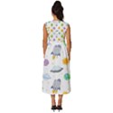 Seamless Pattern Cartoon Space Planets Isolated White Background Sleeveless Round Neck Midi Dress View4