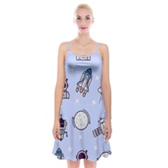 Seamless Pattern With Space Theme Spaghetti Strap Velvet Dress by Hannah976