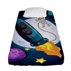 Spaceship Astronaut Space Fitted Sheet (single Size) by Hannah976