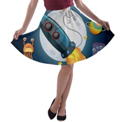 Spaceship Astronaut Space A-line Skater Skirt by Hannah976