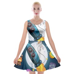 Spaceship Astronaut Space Velvet Skater Dress by Hannah976