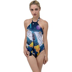 Spaceship Astronaut Space Go With The Flow One Piece Swimsuit