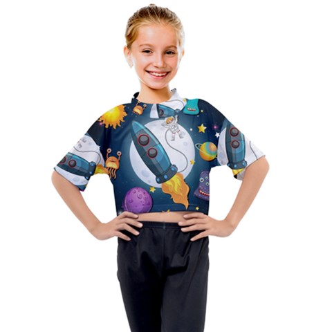 Spaceship Astronaut Space Kids Mock Neck T-shirt by Hannah976