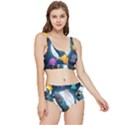 Spaceship Astronaut Space Frilly Bikini Set View1