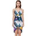 Spaceship Astronaut Space Wrap Frill Dress View1