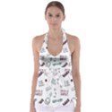 Music Themed Doodle Seamless Background Tie Back Tankini Top View1