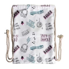 Music Themed Doodle Seamless Background Drawstring Bag (large) by Hannah976