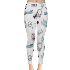 Music Themed Doodle Seamless Background Inside Out Leggings by Hannah976