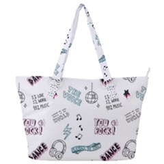 Music Themed Doodle Seamless Background Full Print Shoulder Bag by Hannah976