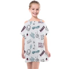 Music Themed Doodle Seamless Background Kids  One Piece Chiffon Dress by Hannah976