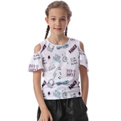 Music Themed Doodle Seamless Background Kids  Butterfly Cutout T-shirt by Hannah976