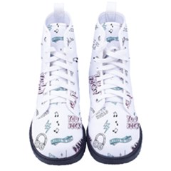 Music Themed Doodle Seamless Background Men s High-top Canvas Sneakers by Hannah976