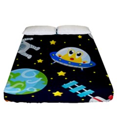 Space Seamless Pattern Illustration Fitted Sheet (queen Size) by Hannah976