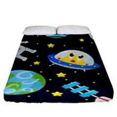 Space Seamless Pattern Illustration Fitted Sheet (king Size) by Hannah976