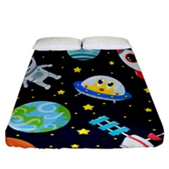 Space Seamless Pattern Illustration Fitted Sheet (california King Size) by Hannah976