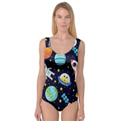 Space Seamless Pattern Illustration Princess Tank Leotard  by Hannah976