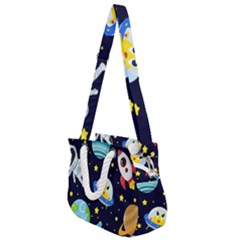 Space Seamless Pattern Illustration Rope Handles Shoulder Strap Bag by Hannah976