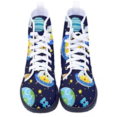 Space Seamless Pattern Illustration Men s High-top Canvas Sneakers