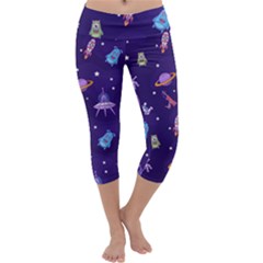 Space Seamless Pattern Capri Yoga Leggings by Hannah976