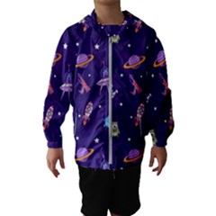 Space Seamless Pattern Kids  Hooded Windbreaker by Hannah976