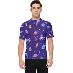 Space Seamless Pattern Men s Short Sleeve Rash Guard