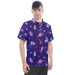 Space Seamless Pattern Men s Polo T-shirt by Hannah976