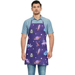 Space Seamless Pattern Kitchen Apron by Hannah976