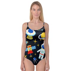 Space Seamless Pattern Cartoon Art Camisole Leotard  by Hannah976