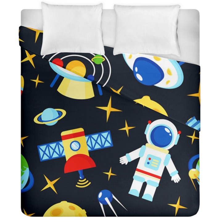 Space Seamless Pattern Cartoon Art Duvet Cover Double Side (California King Size)