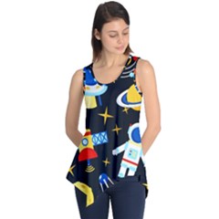 Space Seamless Pattern Cartoon Art Sleeveless Tunic by Hannah976