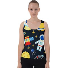 Space Seamless Pattern Cartoon Art Velvet Tank Top by Hannah976