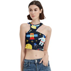 Space Seamless Pattern Cartoon Art Cut Out Top