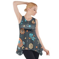 Space Seamless Pattern Art Side Drop Tank Tunic by Hannah976