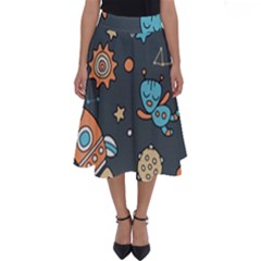 Space Seamless Pattern Art Perfect Length Midi Skirt by Hannah976